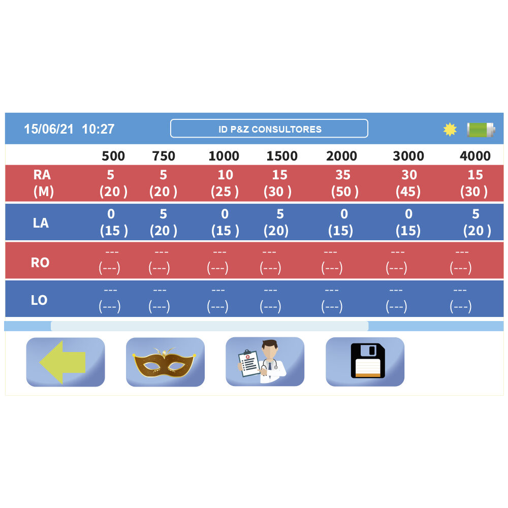 Pantalla audiometro resultados