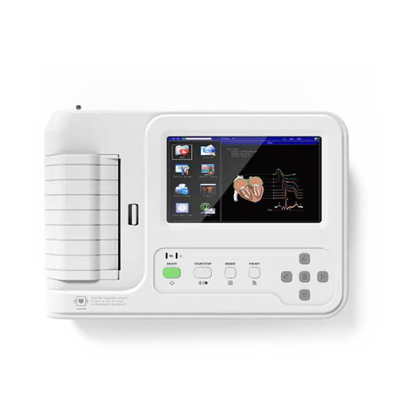 electrocardiografo blanco con teclas y pantalla grande